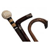 Three Antique Walking Sticks