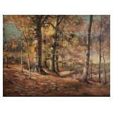 John E Bundy 16x22 O/C Autumn Interior Woods