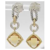 David Yurman Albion Citrine Drop Earrings, 925/18K