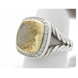 David Yurman Albion Citrine, Diamond, 925/18K Ring