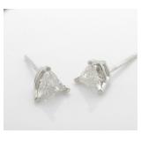 Pair of Trillion Diamond 14K WG Stud Earrings
