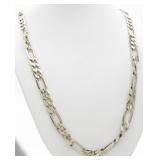 14K White Gold 22" Long Figaro Chain Necklace