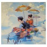 Keith Lindberg 36x40 Acrylic Women with Umbrellas