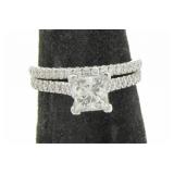 14K White Gold Double Band Diamond Ring