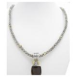 Lagos .925/18K Smoky Quartz Pendant, Caviar Chain