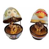 Two Limoges, Faberge Porcelain Eggs