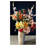 Muncie Pottery Vase, with Faux Flowers