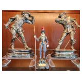 (3) Cast Bronze, Silvered, Enameled Figures