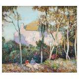 Charles Henri Verbrugghe 15x18 O/B Garden Conversa