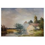 Decorator Oil Painting, Rural Barn/Mill, H Turpin