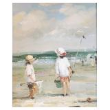 Unsigned, 10x8, O/C,Children on Beach