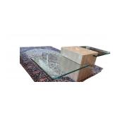 Glass and Travertine Cocktail Table, Artedi