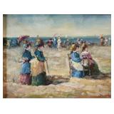 B Adams, 11x15, O/C, Formal Ladies at the Beach