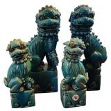 Two Pair, Porcelain Foo Dog Figures