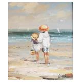 Unsigned, 10x8, O/C, Children on Beach