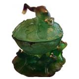Daum Crystal Frog Motif Covered Dish
