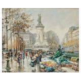 Unclearly Signed, 8x10, O/C, French Market Scene