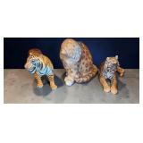 Three Jungle Cat Porcelain Figures
