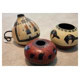 Three Ron Rivera Gourd Pots