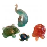 Four Daum Crystal Pate De Verre Animal Figures
