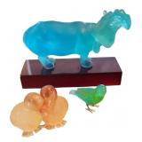 Group of Daum Crystal Pate De Verre Animal Figures