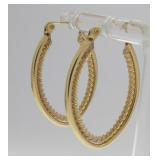 14K Yellow Gold Oval Hoop Earrings