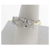 18K YG/WG Three Diamond Ring, 3.6CTW