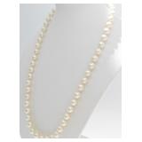17" Long Pearl Necklace, 14K Clasp