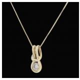 14K Yellow Gold Diamond Knot Pendant, Chain