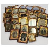 Large Group of Antique Framed Daguerreotype Photos