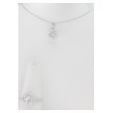 14K White Gold White Sapphire Pendant, Ring