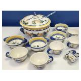 Quimper, France, Soup Set, with Cups