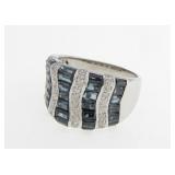 14K White Gold Sapphire, Diamond Band Ring