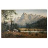 Hiram R Bloomer 17.5x29 O/C Western Landscape