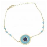14K Yellow Gold Turquoise, Enamel Italian Bracelet