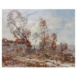 Henri-Joseph Harpignies 10.5x13.75 O/B Autumn Lake