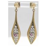 A Pair of 10K Two Tone Drop Earrings, Clogau Gold