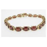 14K Yellow Gold Rhodolite Garnet Link Bracelet