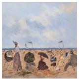 Henry Saint Clair 32x32 Gouache Figures on the Bea