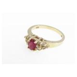 14K Yellow Gold Ruby and Diamond Ring