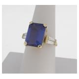 14K Yellow Gold Tanzanite, Diamond Ring
