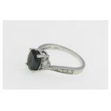 14K White Gold Sapphire and Diamond Ring