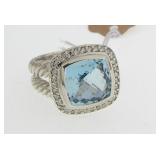 David Yurman Albion Blue Topaz, Diamond Ring
