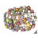 Custom Made Multi-Stone Brooch, 14K