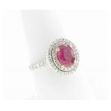 14K White Gold Ruby and Diamond Ring