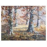 John E Bundy 18x24 WC Autumn Wooded Landscape