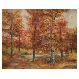 John E Bundy 20x26 O/C Autumn Landscape, Pond