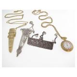 Vintage Costume Jewelry, Etuis, Chatelaine, Watch