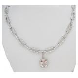 Platinum Vera Wang Morganite,Diamond Link Necklace