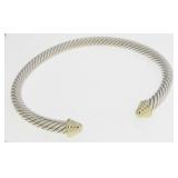 David Yurman 14K, Sterling Cable Cuff Bracelet